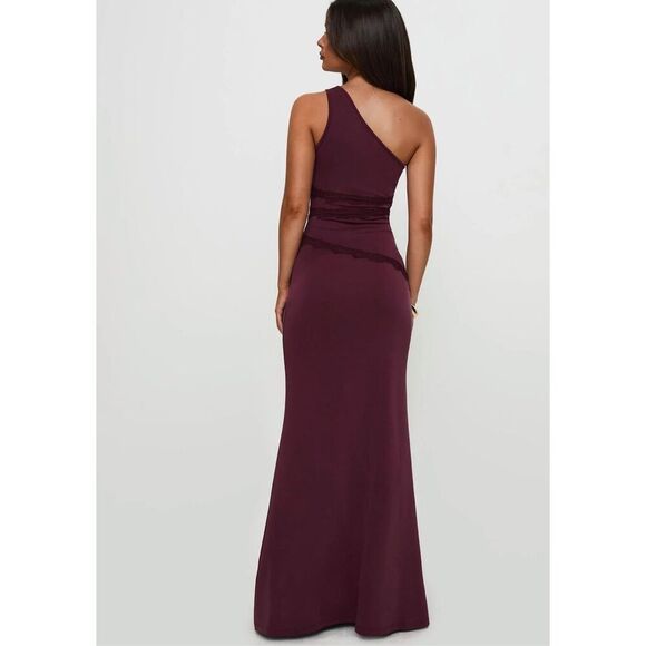 Princess Polly Ultraviolet One Shoulder Lace Maxi Dress Wine Size 12 Nwot - Picture 7 of 9